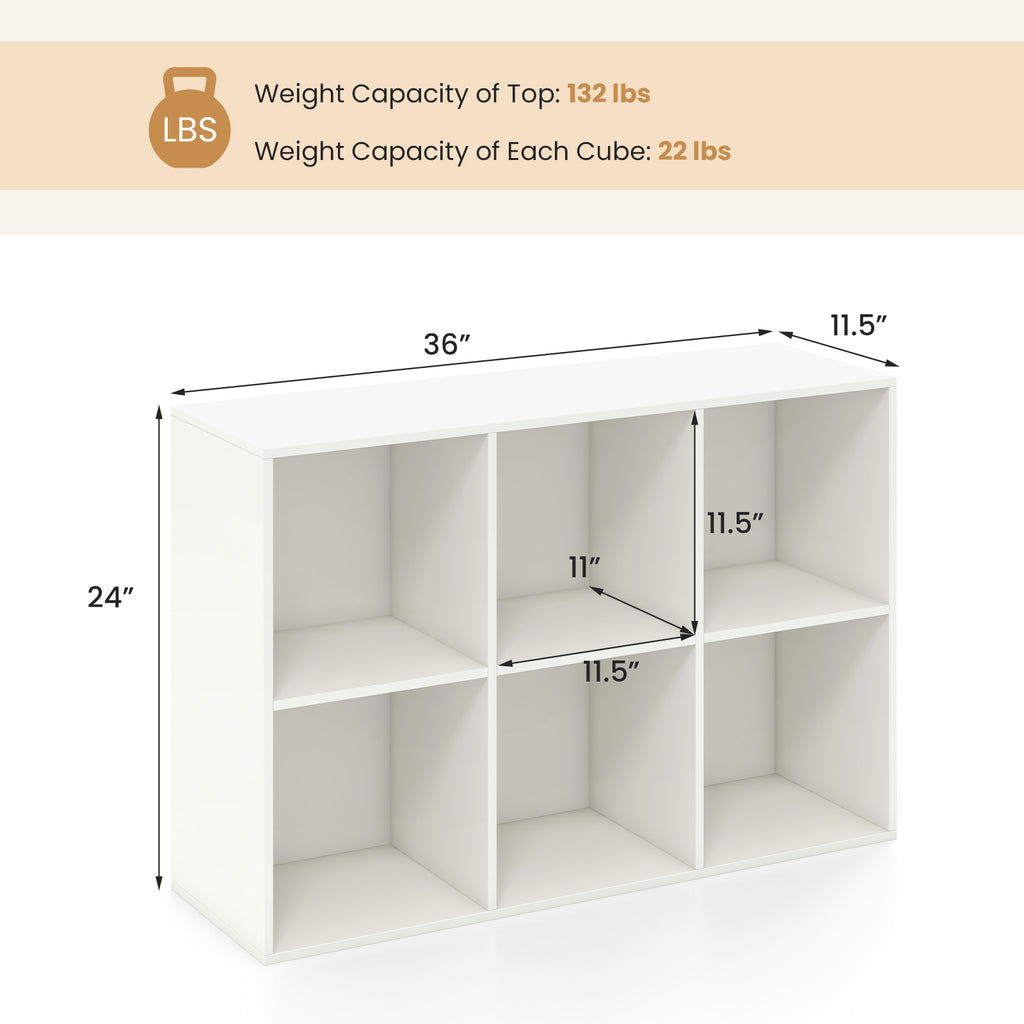 6-Cube Bookcase with Anti-tipping Kits - White
