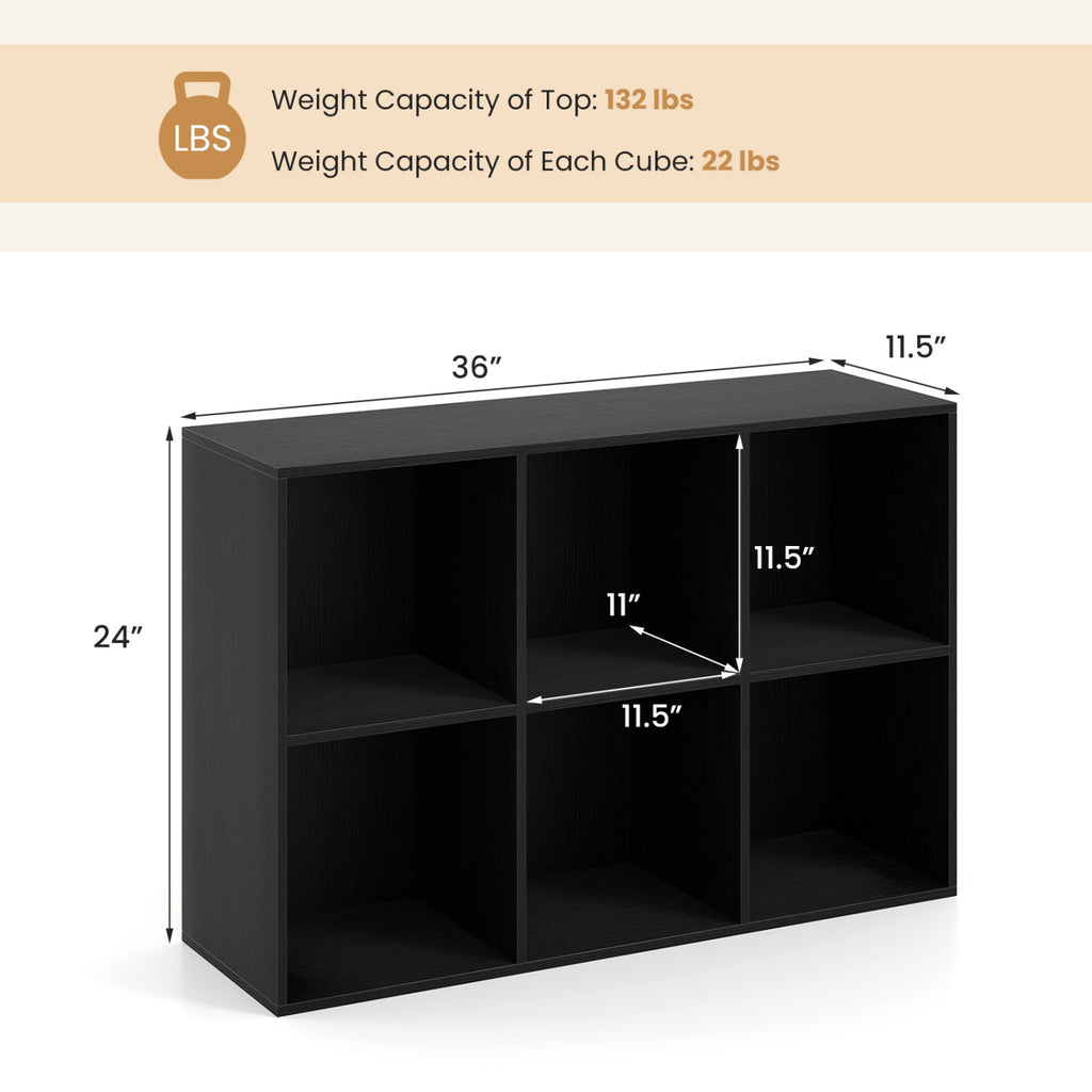 6-Cube Bookcase with Anti-Tipping Kit, Black