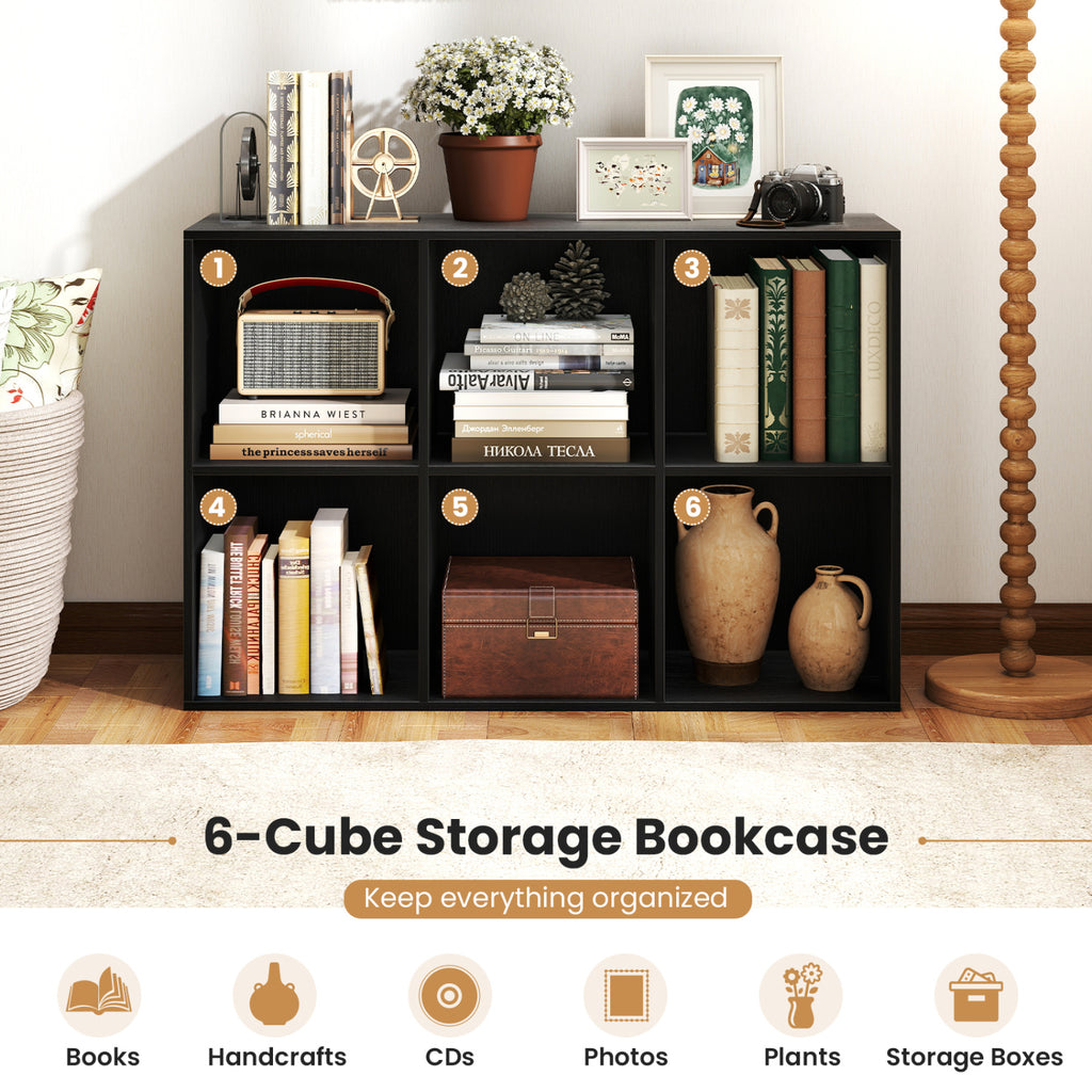 6-Cube Bookcase with Anti-Tipping Kit, Black