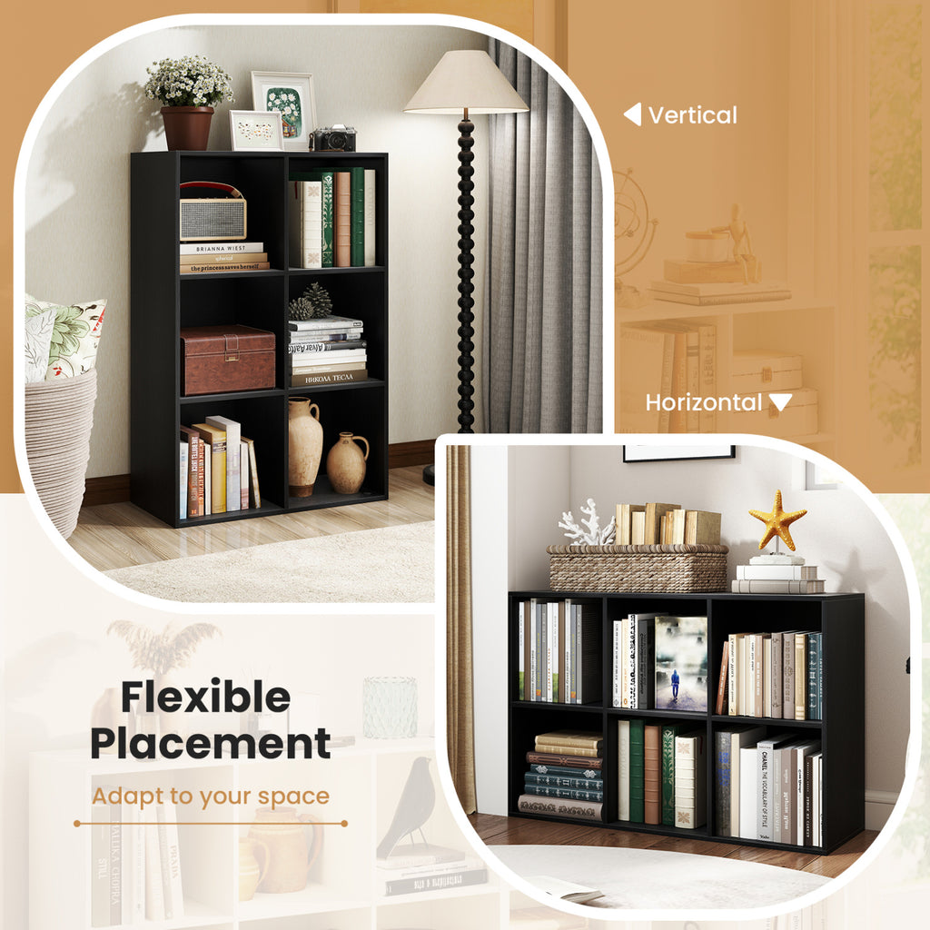 6-Cube Bookcase with Anti-Tipping Kit, Black