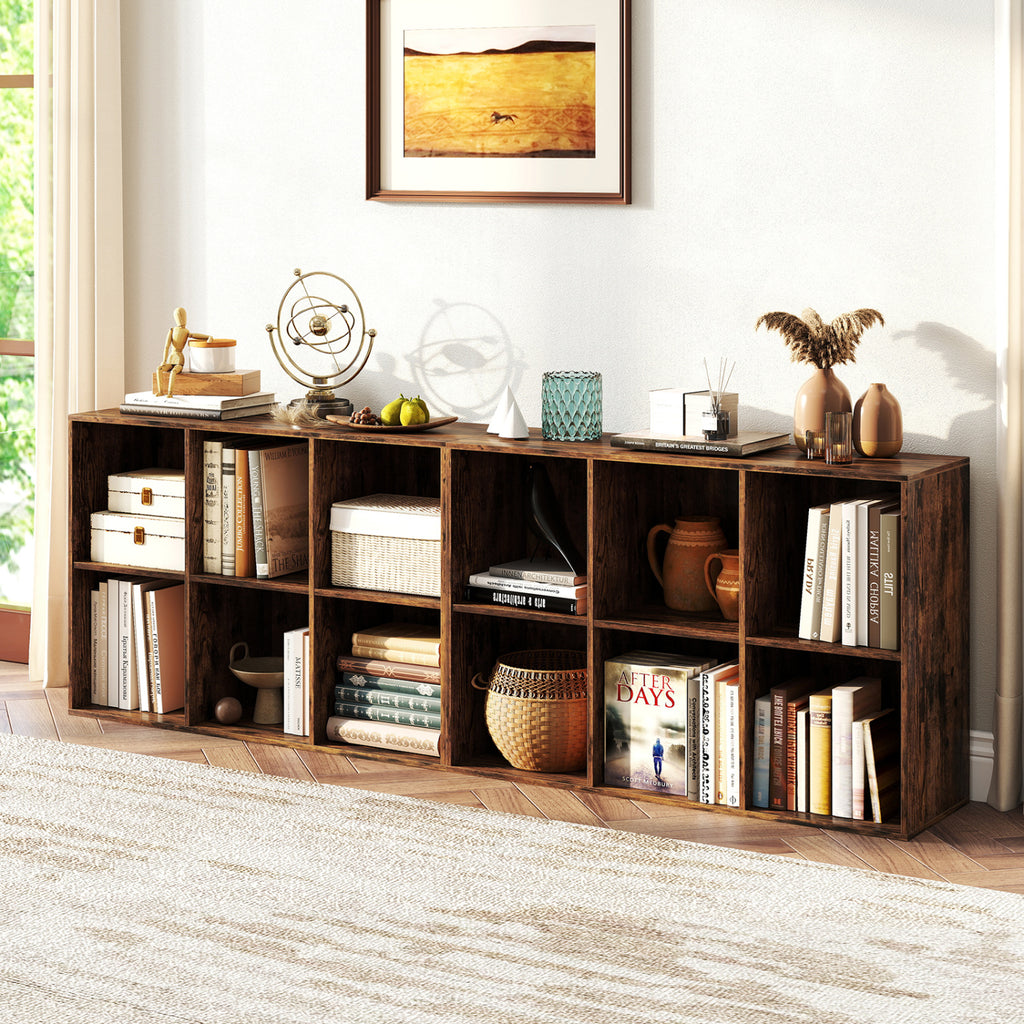 6-Cube Bookcase with Anti-Tipping Kits - Rustic Brown