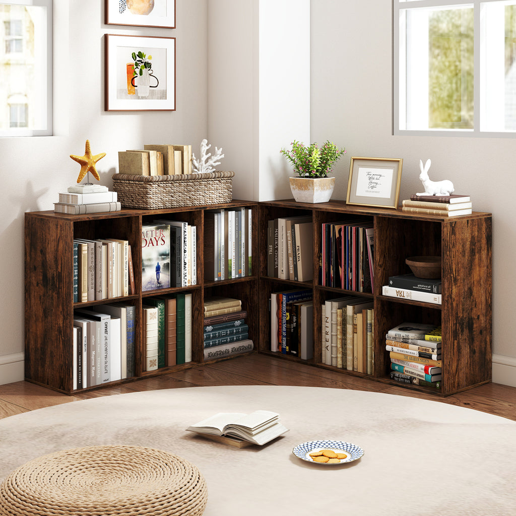 6-Cube Bookcase with Anti-Tipping Kits - Rustic Brown