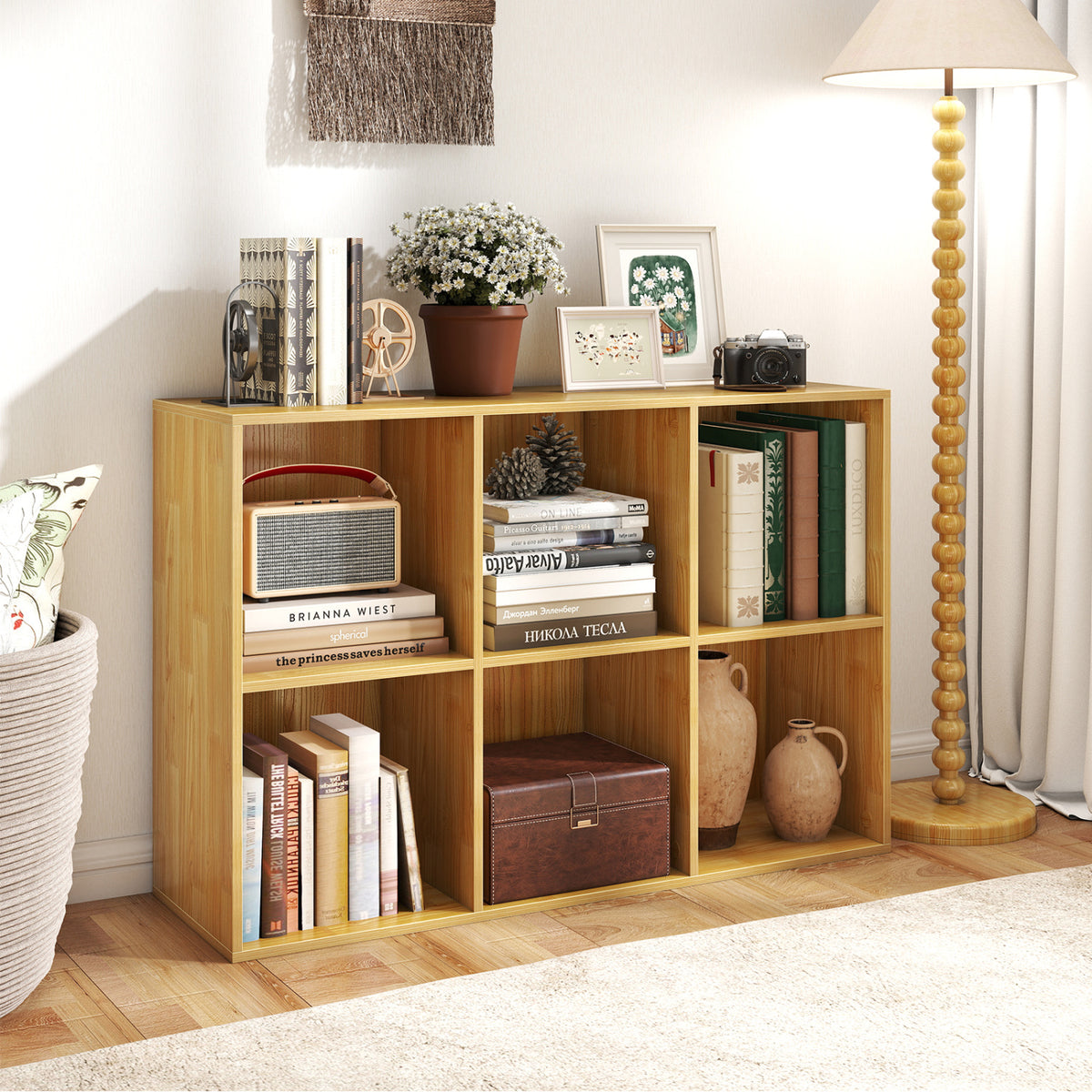 6-Cube Bookcase with Anti-Tipping Kit, Light Brown