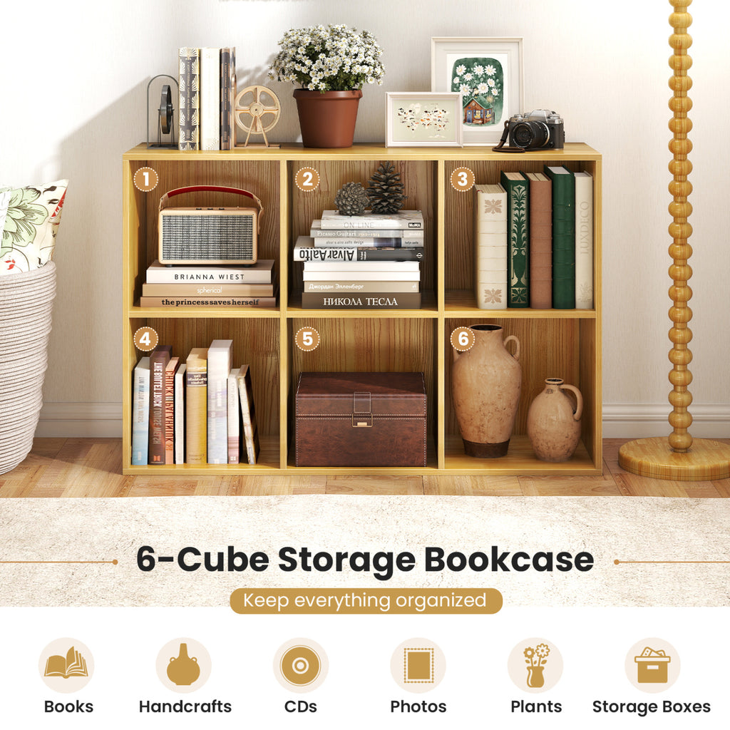 6-Cube Bookcase with Anti-Tipping Kit, Light Brown