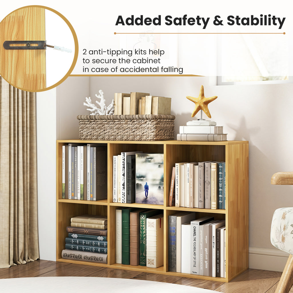 6-Cube Bookcase with Anti-Tipping Kit, Light Brown