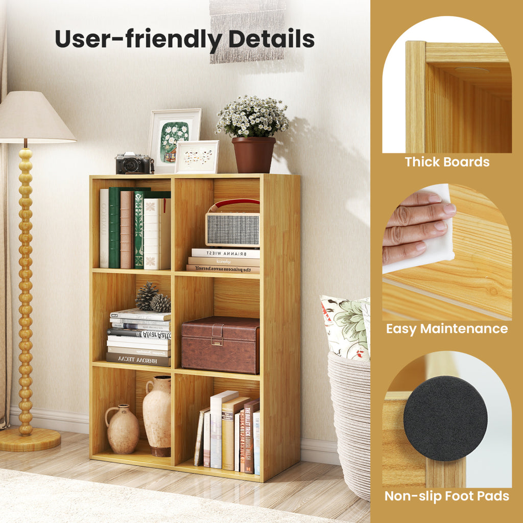 6-Cube Bookcase with Anti-Tipping Kit, Light Brown