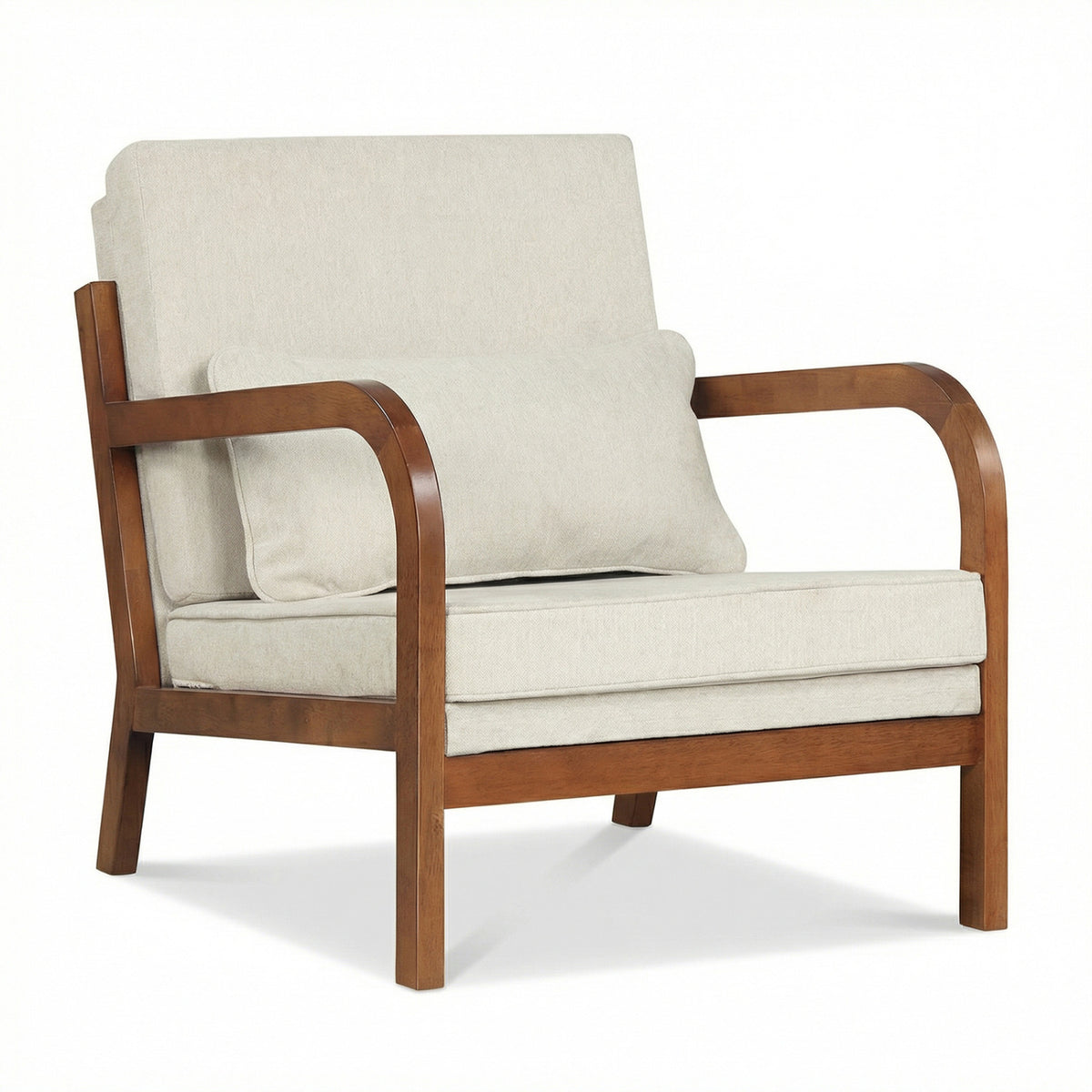 Modern Accent Chair Faux Leather Upholstered Armchair - Brown