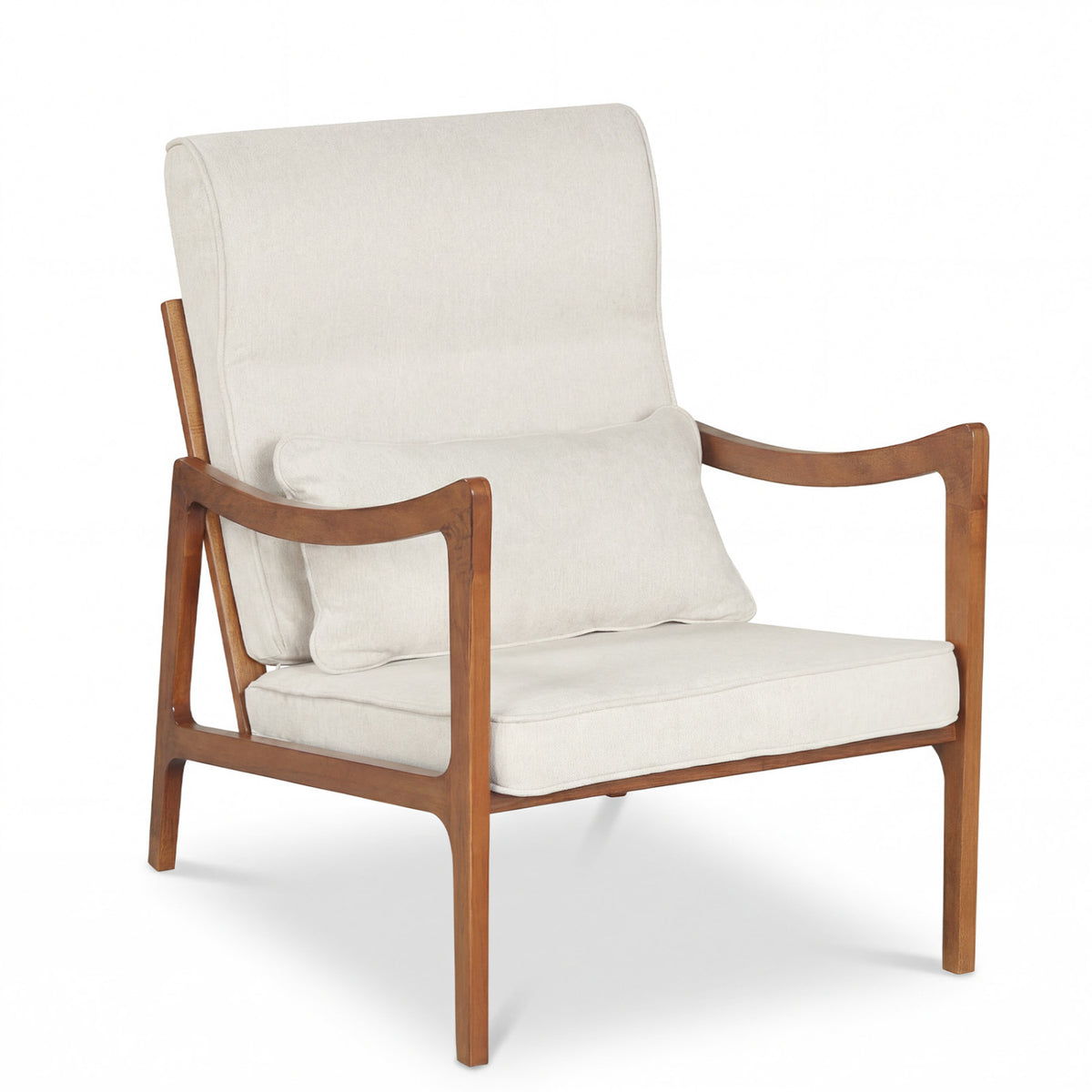 Modern Accent Armchair with Removable Cushions – White