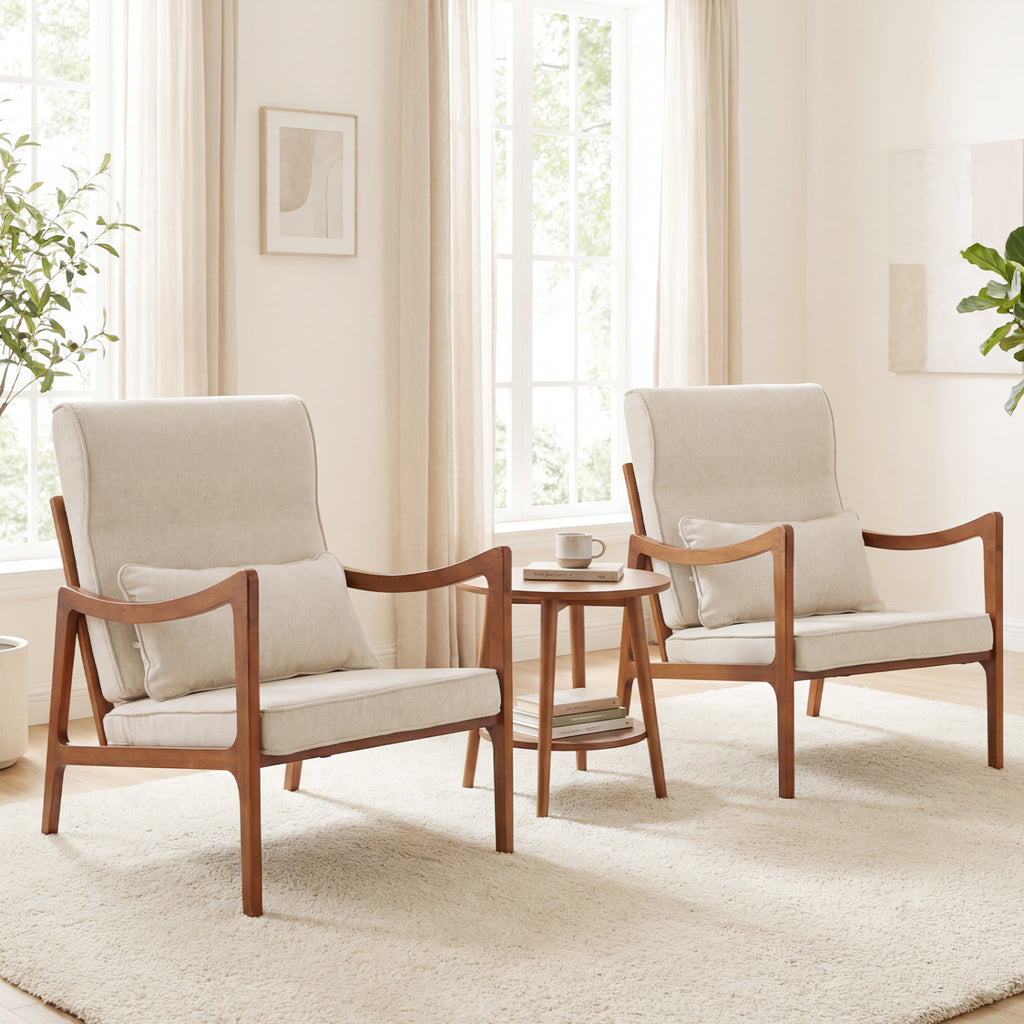Modern Accent Armchair with Removable Cushions – White
