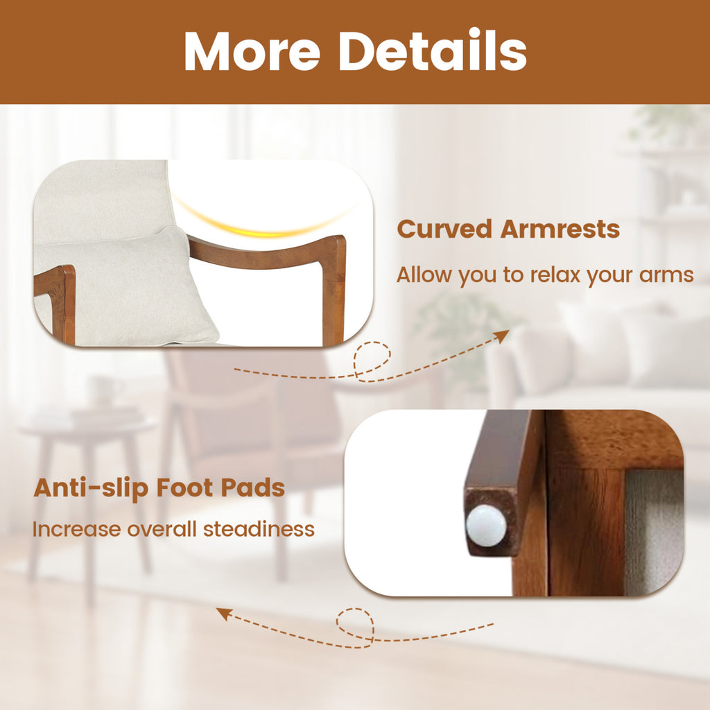 Modern Accent Armchair with Removable Cushions – White