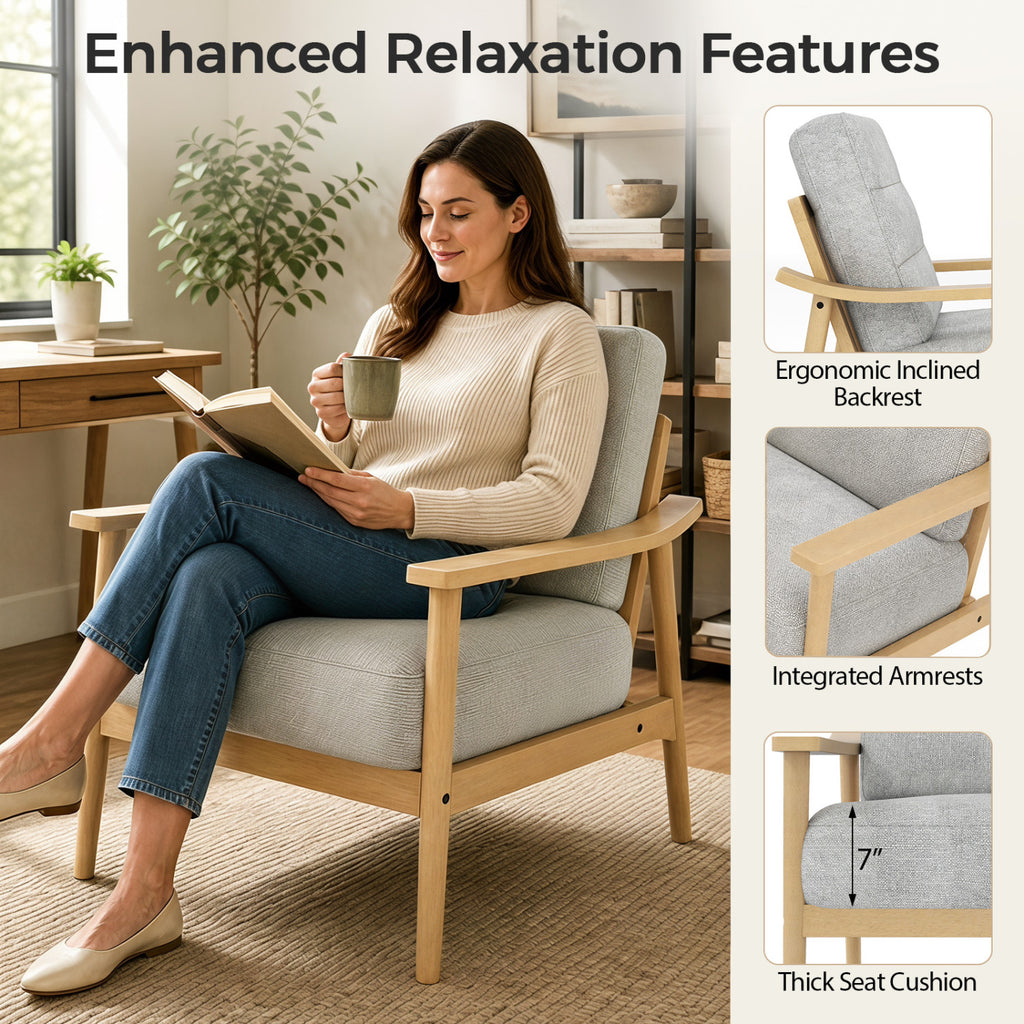Modern Accent Chair with Padded Seat – Natural
