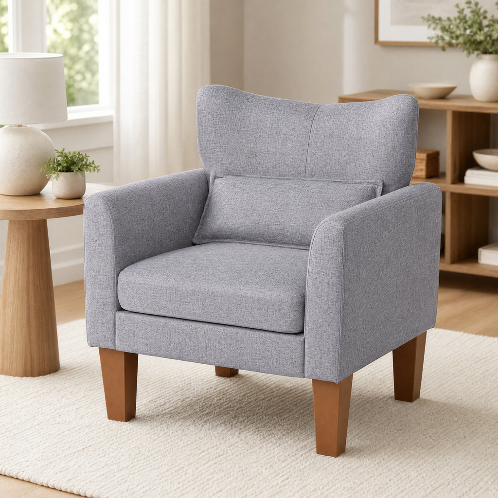 Modern Accent Chair with Removable Cushion & Pillow - Gray