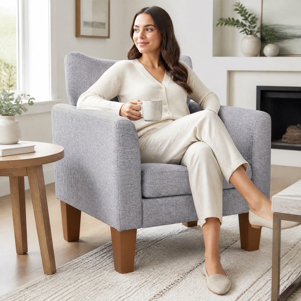 Modern Accent Chair with Removable Cushion & Pillow - Gray