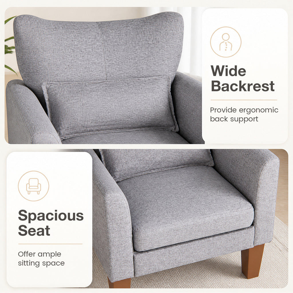Modern Accent Chair with Removable Cushion & Pillow - Gray