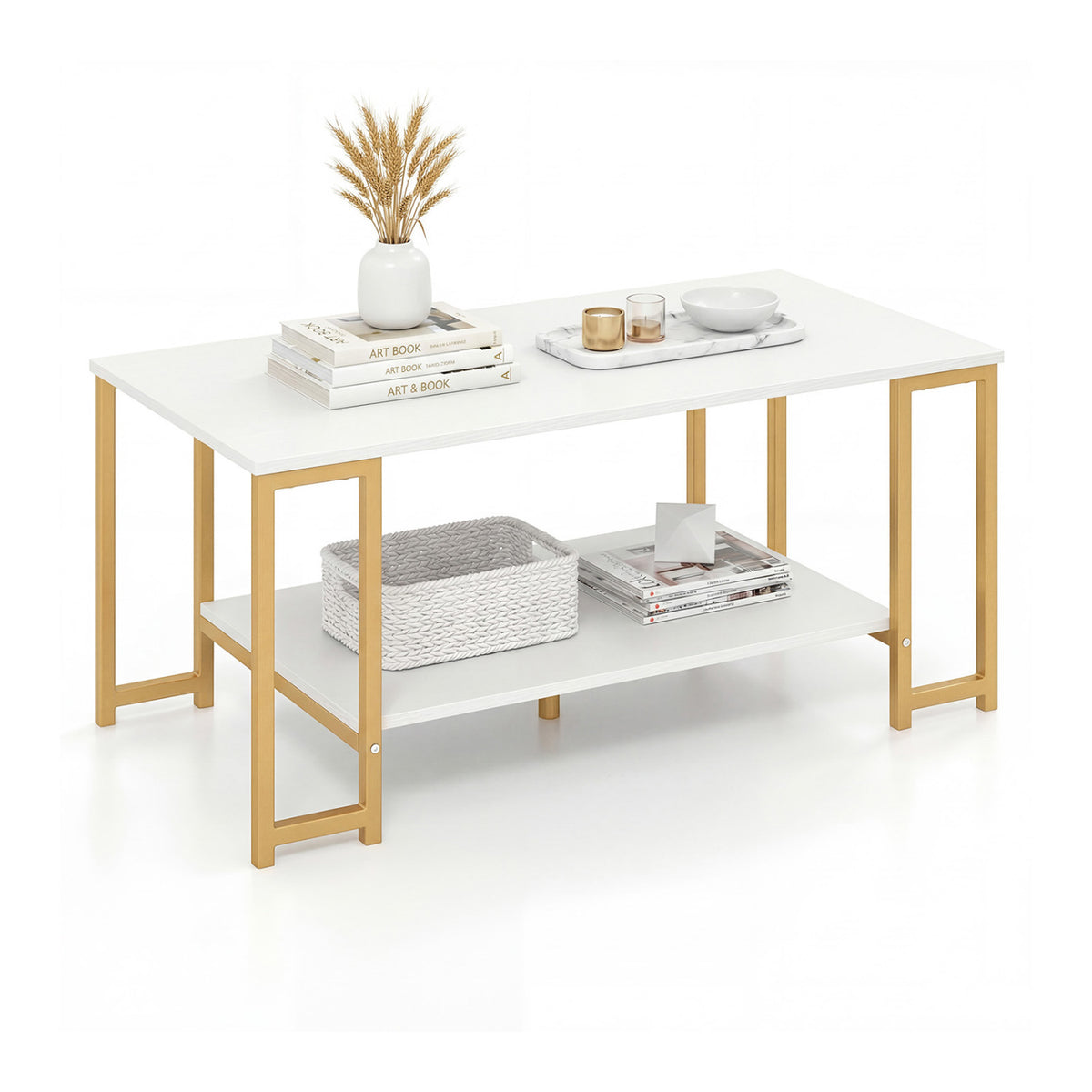 Modern Accent Table with Open Storage Shelf - Rustic Brown