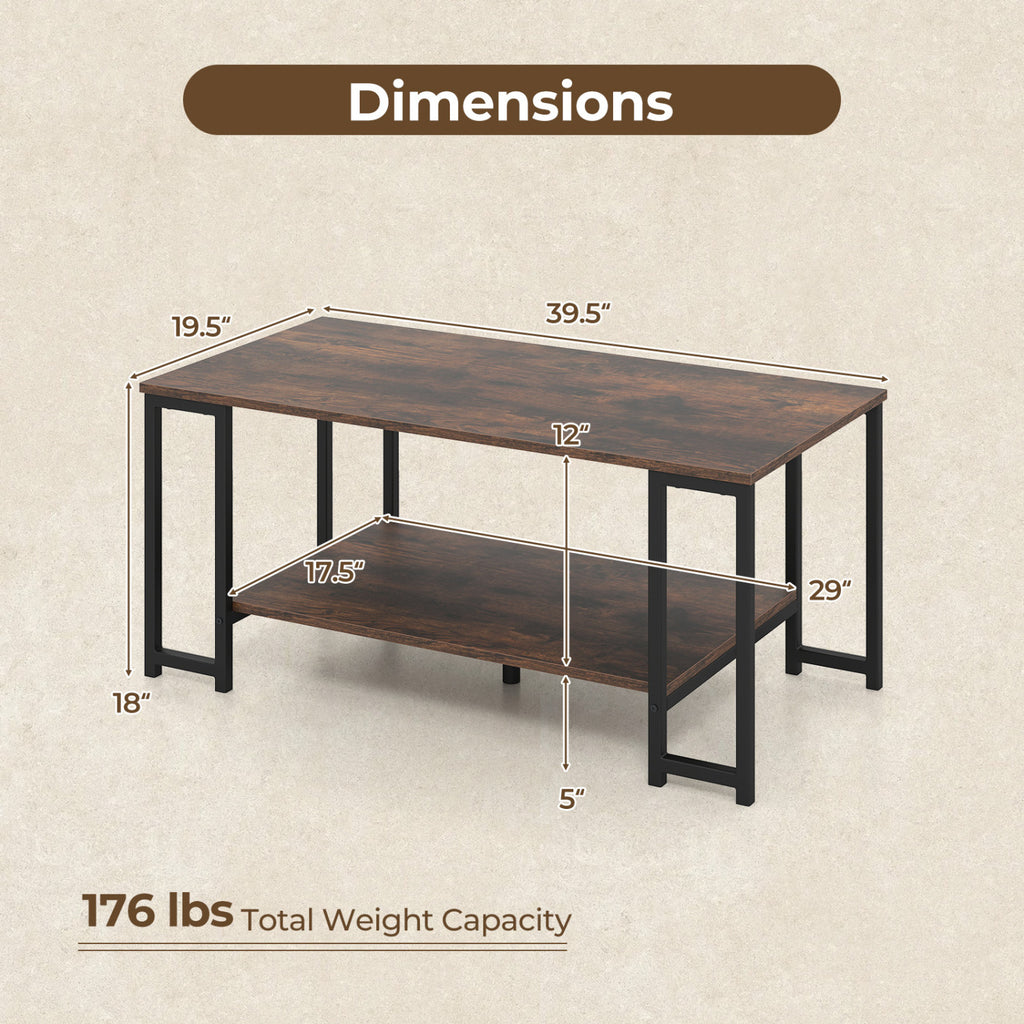 Modern Accent Table with Open Storage Shelf - Rustic Brown