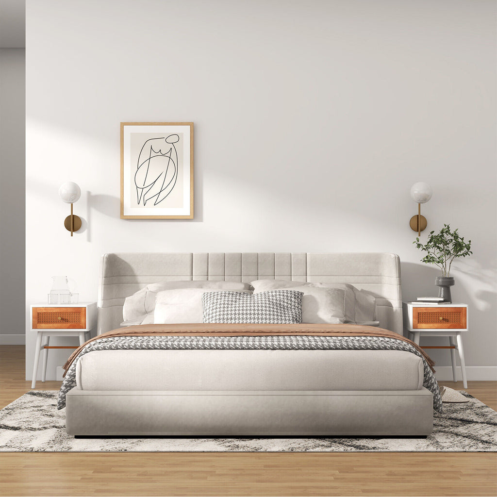 Modern Bedside Table with Drawer, White