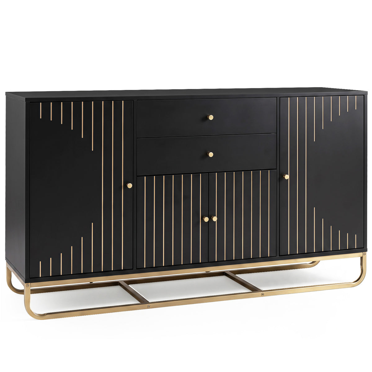 Modern Buffet Sideboard Cabinet w/ Adjustable Shelves - White