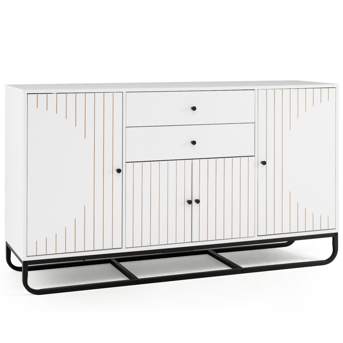Modern Buffet Sideboard Cabinet with Drawers & Shelves, White