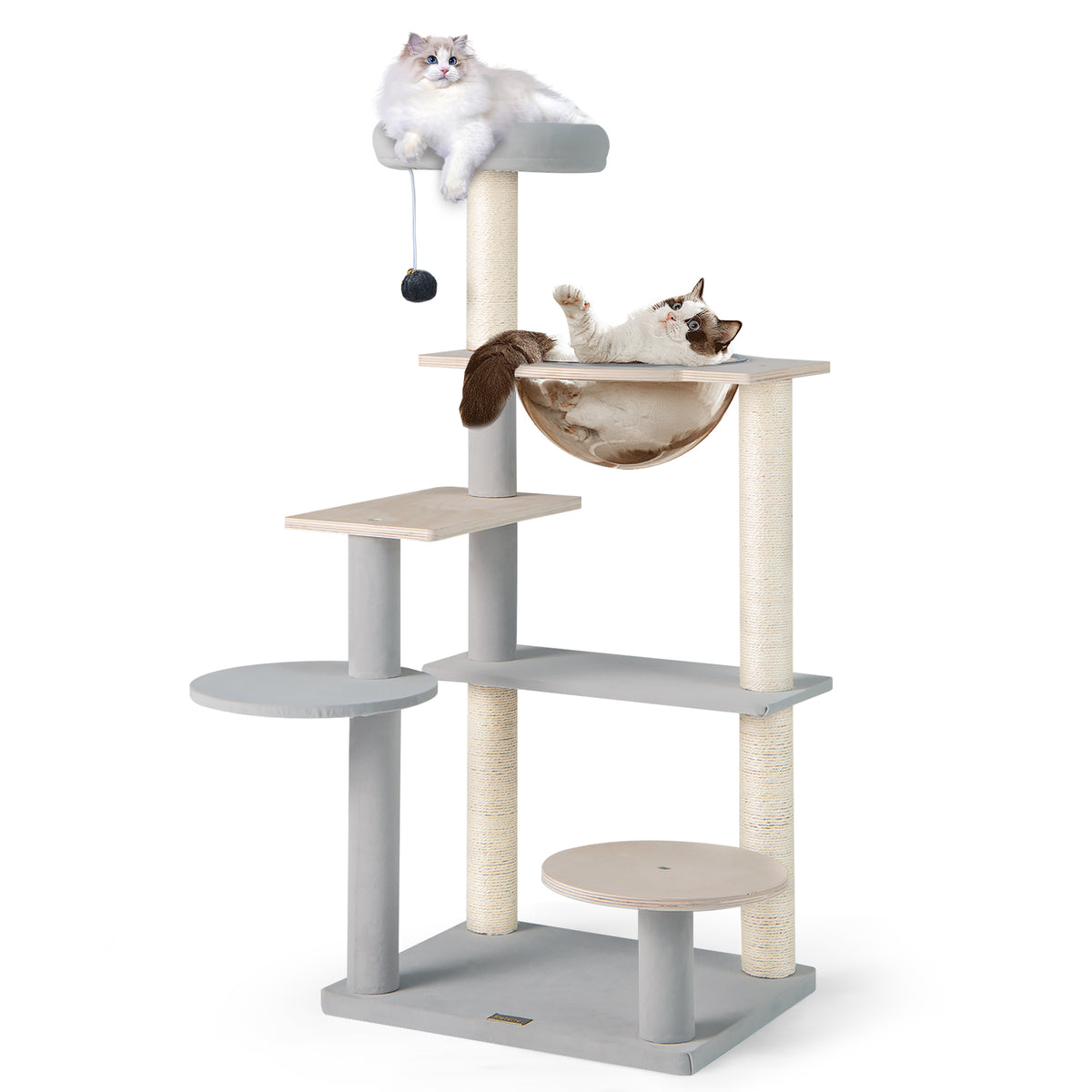 Multi-Level Cat Tree Tower 44 Inch with Removable Perch - Natural Variation