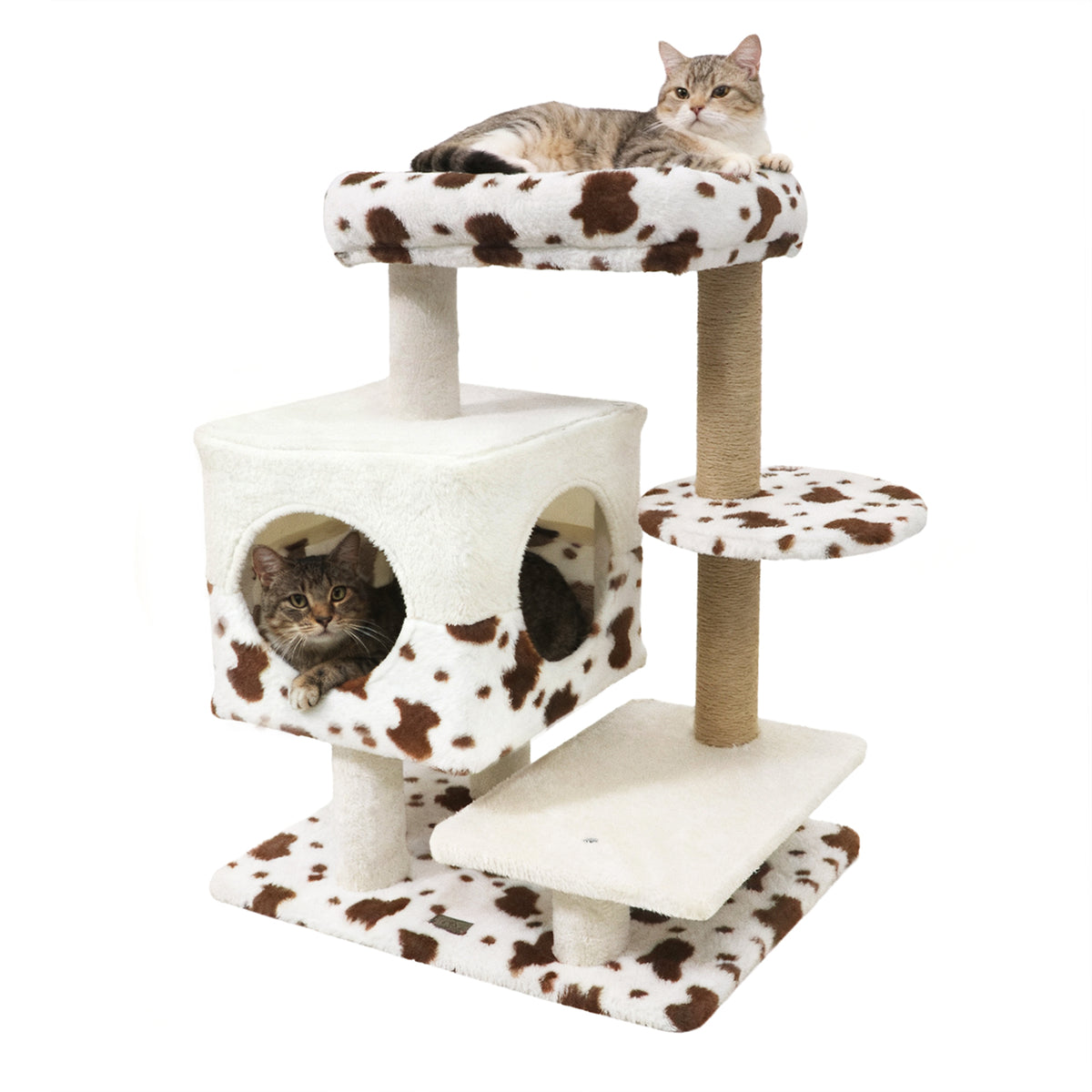 White Modern Cat Tree Tower with Perch, Condo & Scratching Posts - Costway Variation