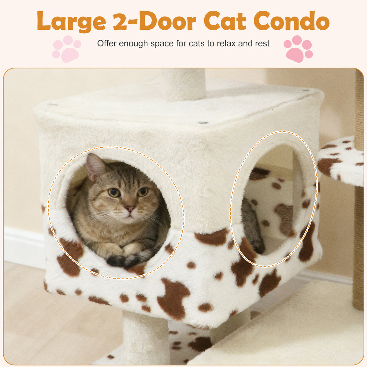 White Modern Cat Tree Tower with Perch, Condo & Scratching Posts - Costway Variation