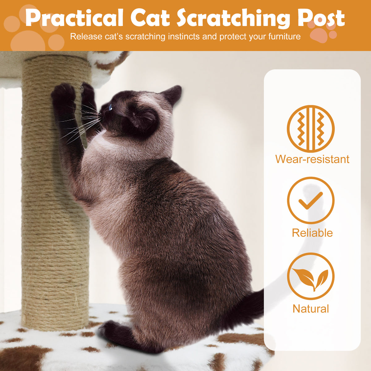 White Modern Cat Tree Tower with Perch, Condo & Scratching Posts - Costway Variation