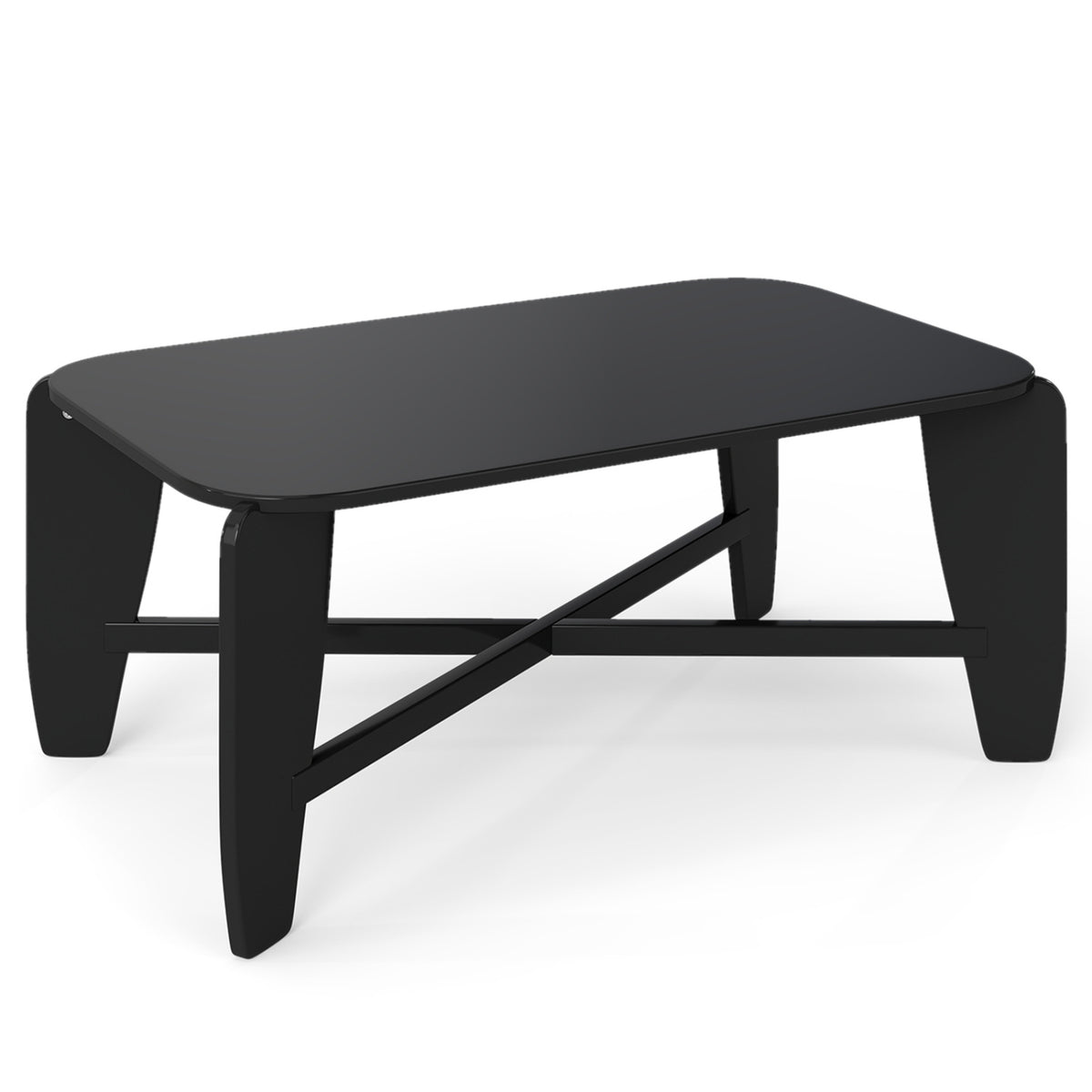 Modern Coffee Table with Cross-Leg Base - Black