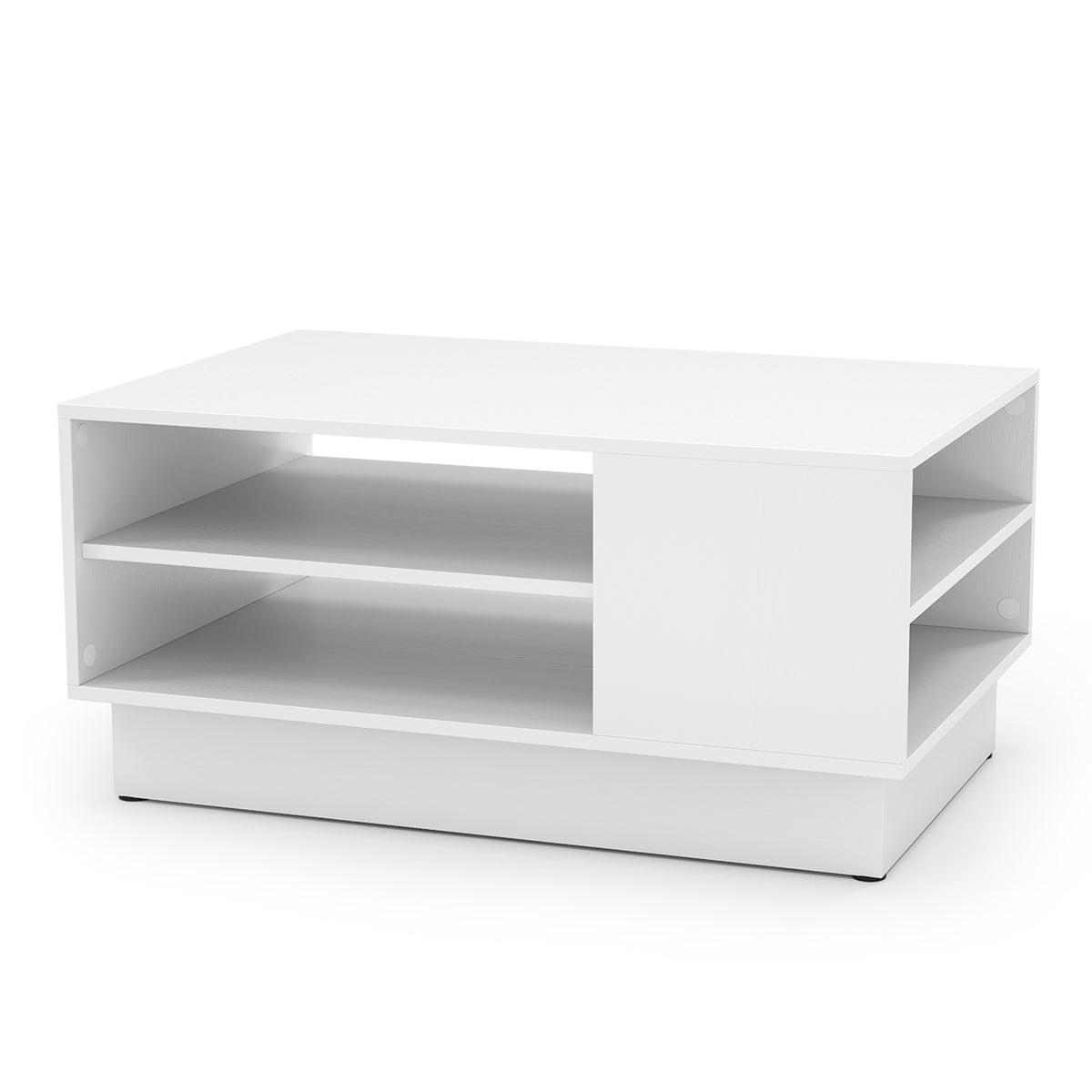 Modern Coffee Table with 2-Tier Storage - White