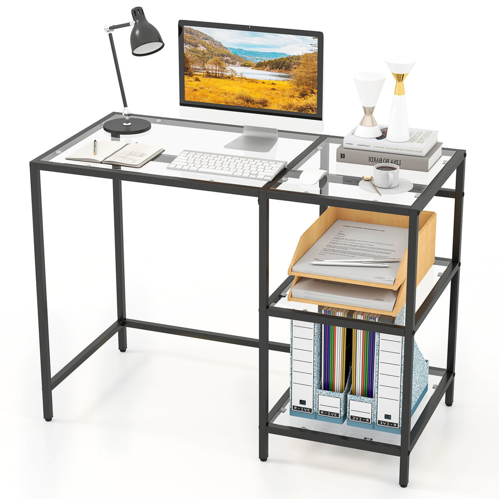 Modern Console Table with 2 Open Shelves and Metal Frame
