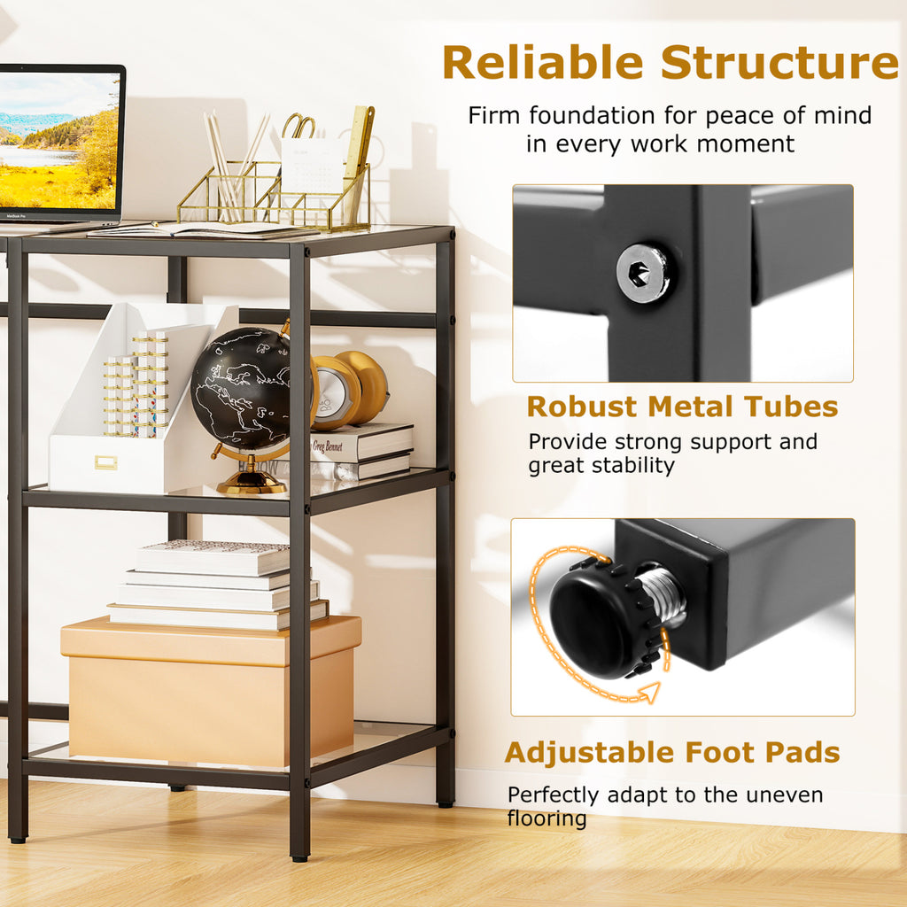 Modern Console Table with 2 Open Shelves and Metal Frame