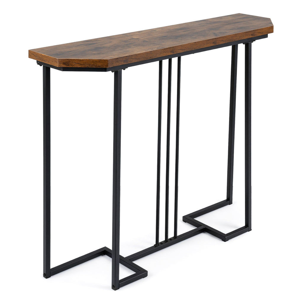 Modern Console Table Narrow Entryway - Rustic Brown