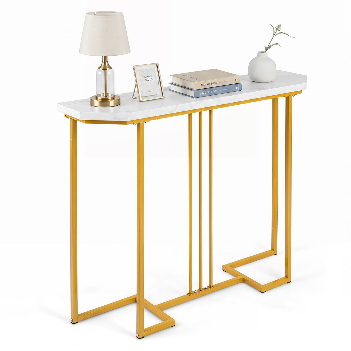 Modern Console Table Narrow Entryway - Rustic Brown