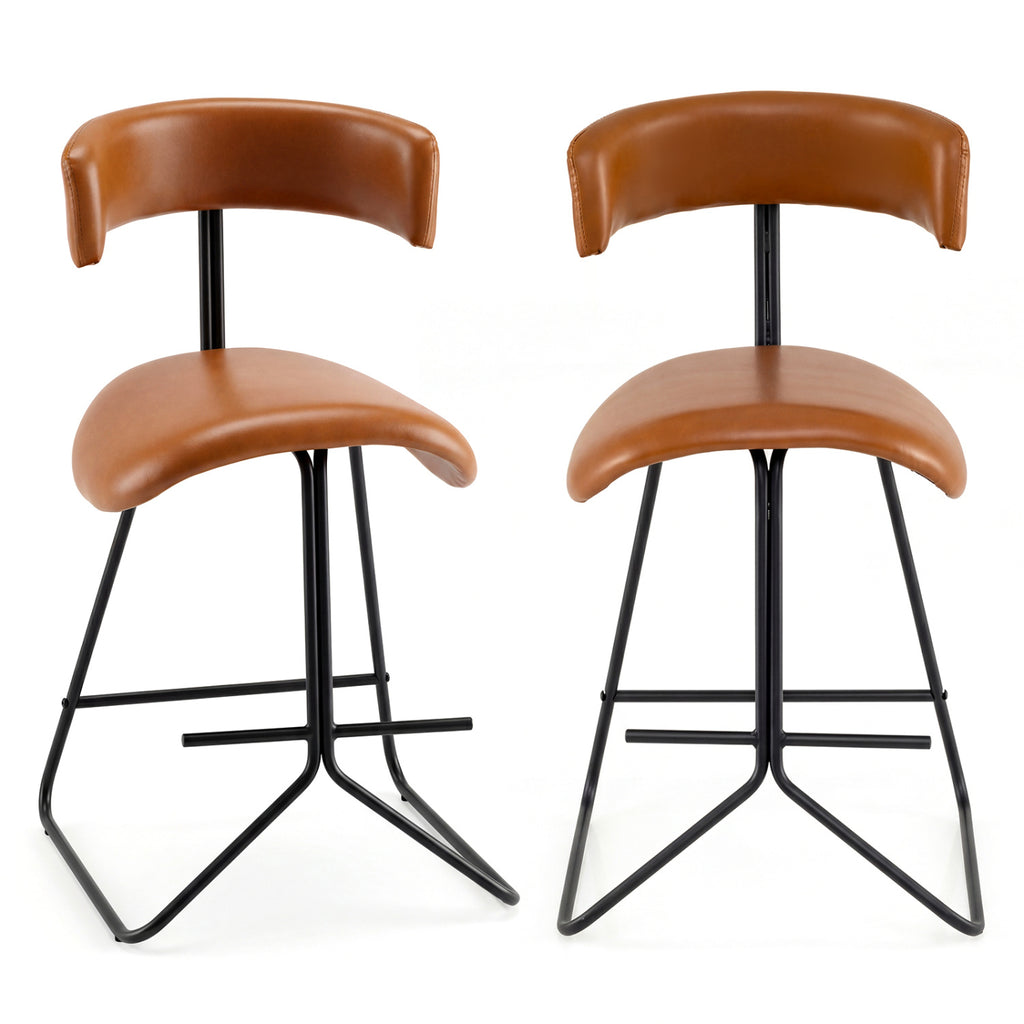 Counter Height Stools Set of 2, 25 Inch Corduroy Orange