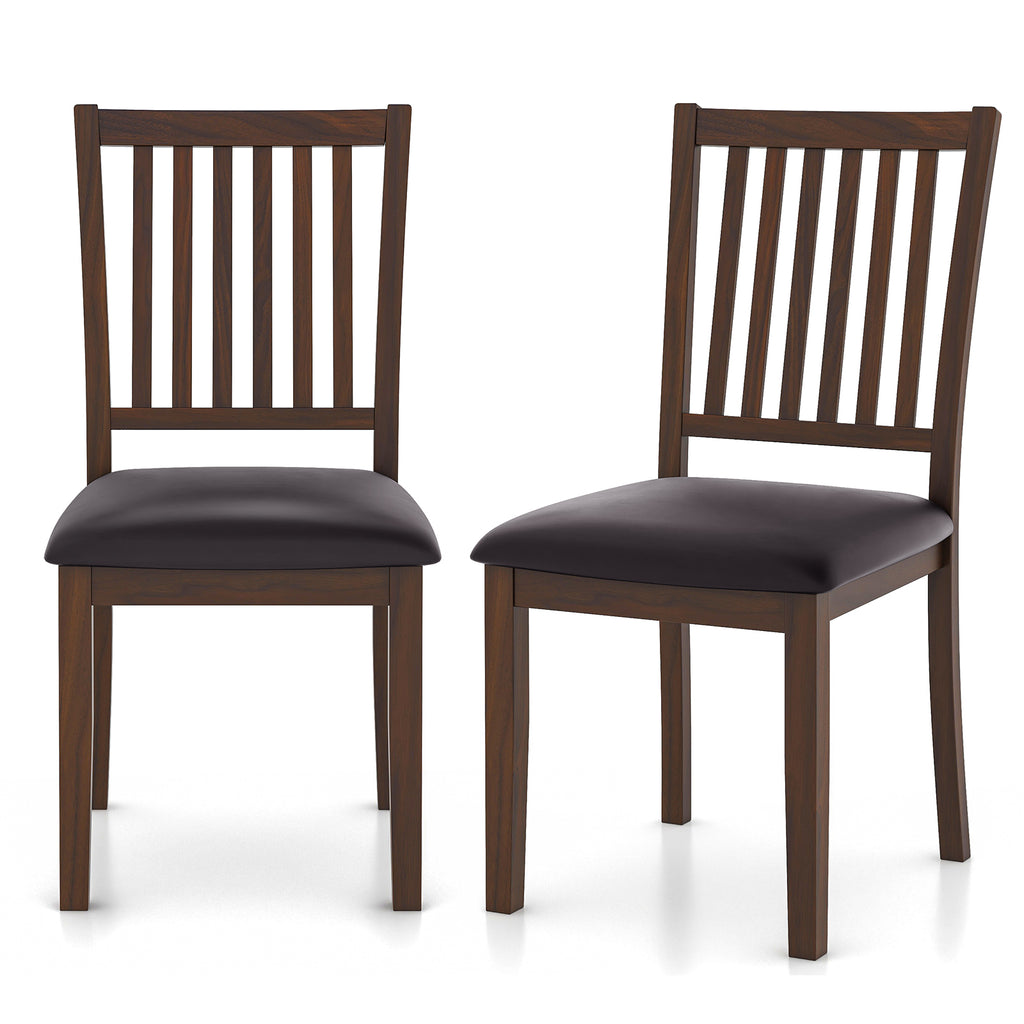 Upholstered Dining Chair Set of 2 - Brown, High Backrest