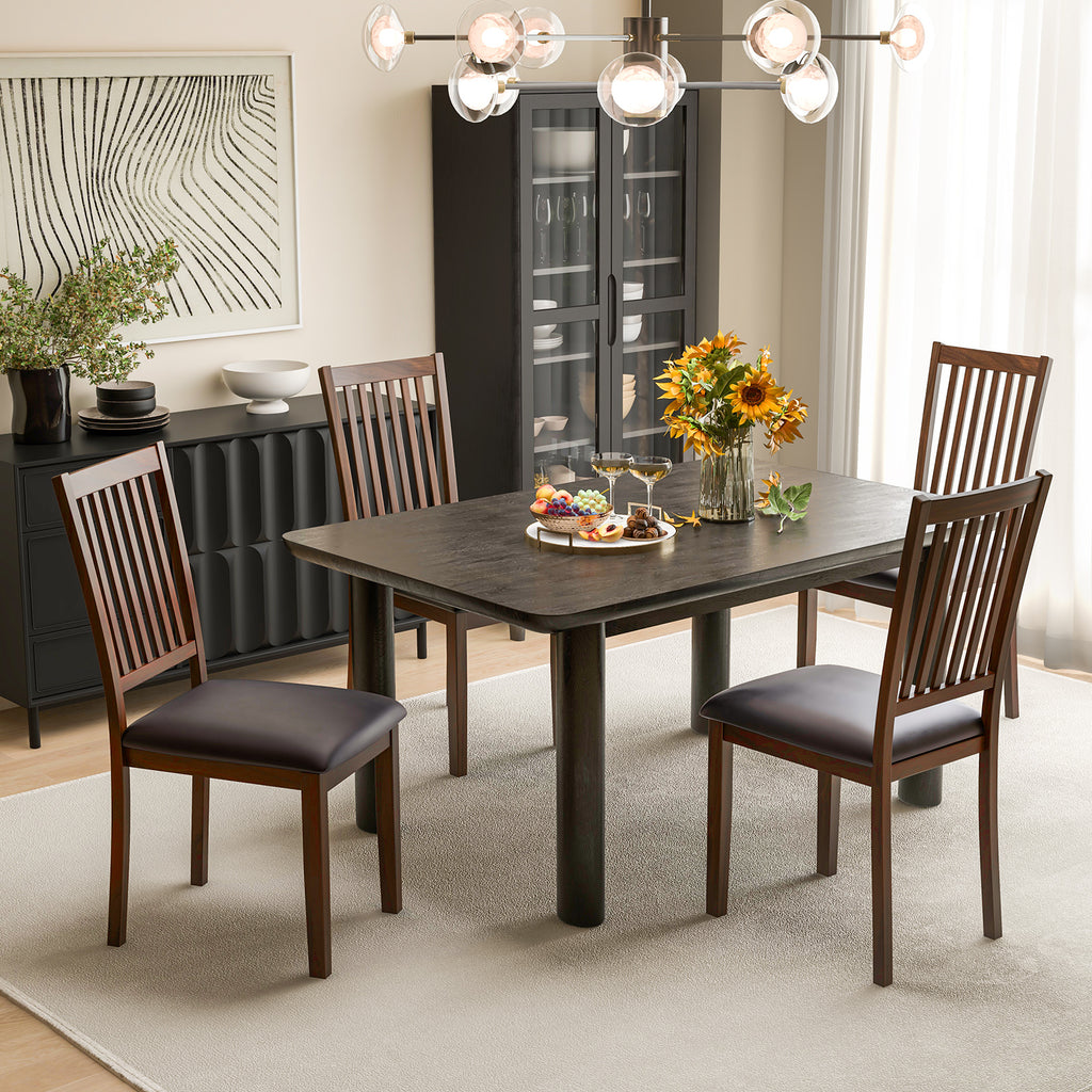 Upholstered Dining Chair Set of 2 - Brown, High Backrest