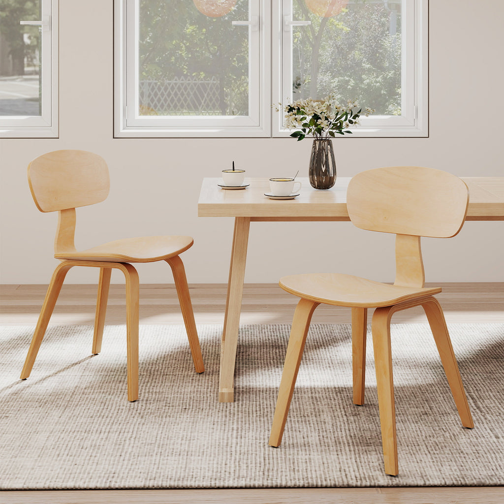 Dining Chair Set of 2, Bentwood, Natural - Ergonomic Backrest