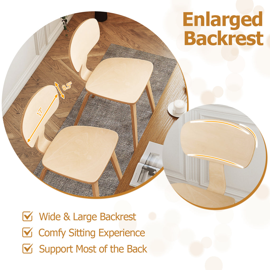 Dining Chair Set of 2, Bentwood, Natural - Ergonomic Backrest