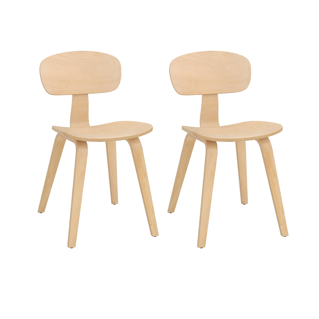 Dining Chair Set of 2, Bentwood, Natural - Ergonomic Backrest