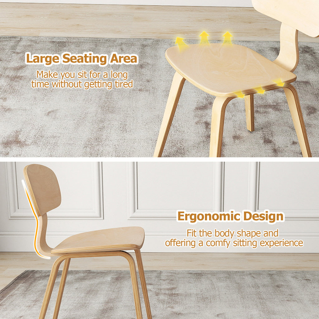 Dining Chair Set of 4 with Ergonomic Backrest - Natural