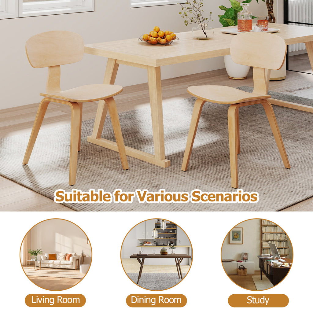 Dining Chair Set of 4 with Ergonomic Backrest - Natural