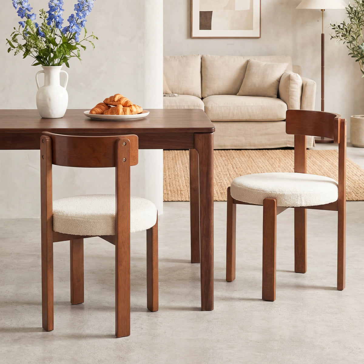 Modern Dining Chairs Set of 2, Brown - Rubber Wood Legs