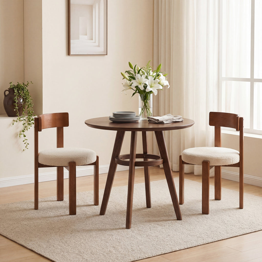 Modern Dining Chairs Set of 2, Brown - Rubber Wood Legs