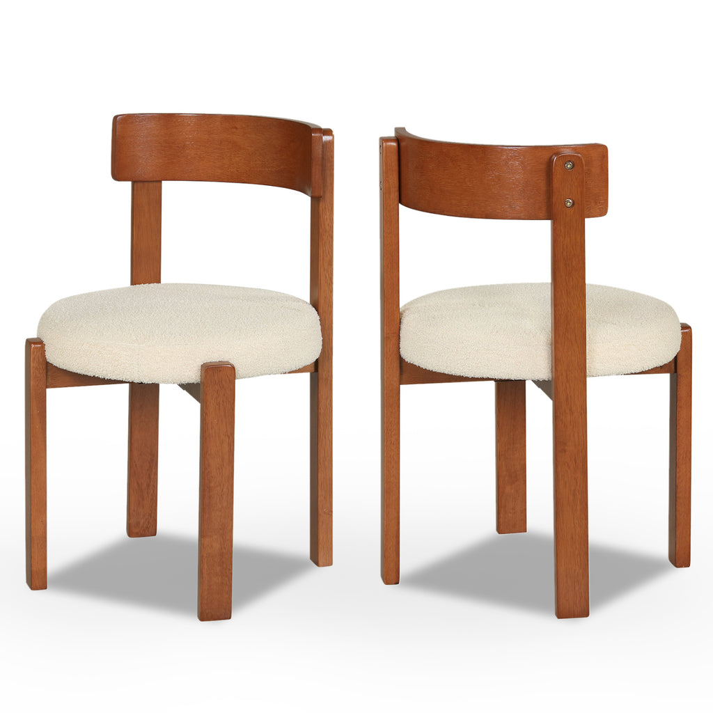 Modern Dining Chairs Set of 2, Brown - Rubber Wood Legs