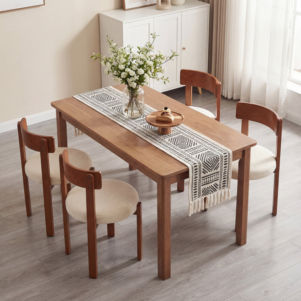 Modern Dining Chairs Set of 2, Brown - Rubber Wood Legs