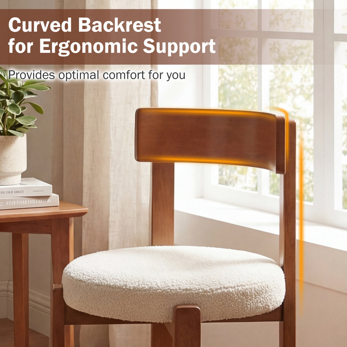 Modern Dining Chairs Set of 2, Brown - Rubber Wood Legs