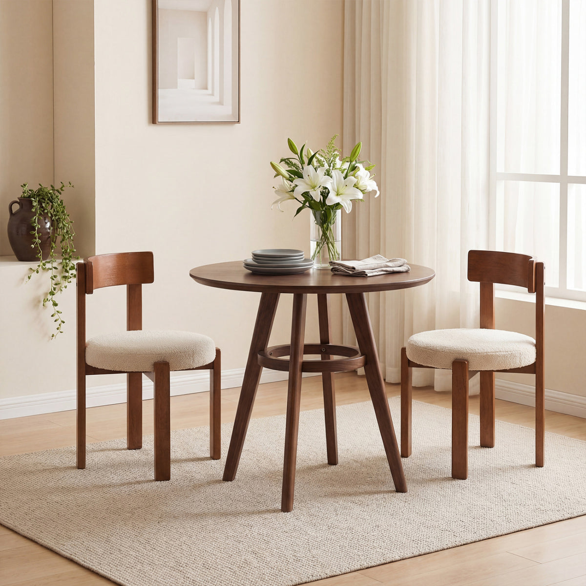 Modern Dining Chairs Set of 4, Brown - Padded Seat