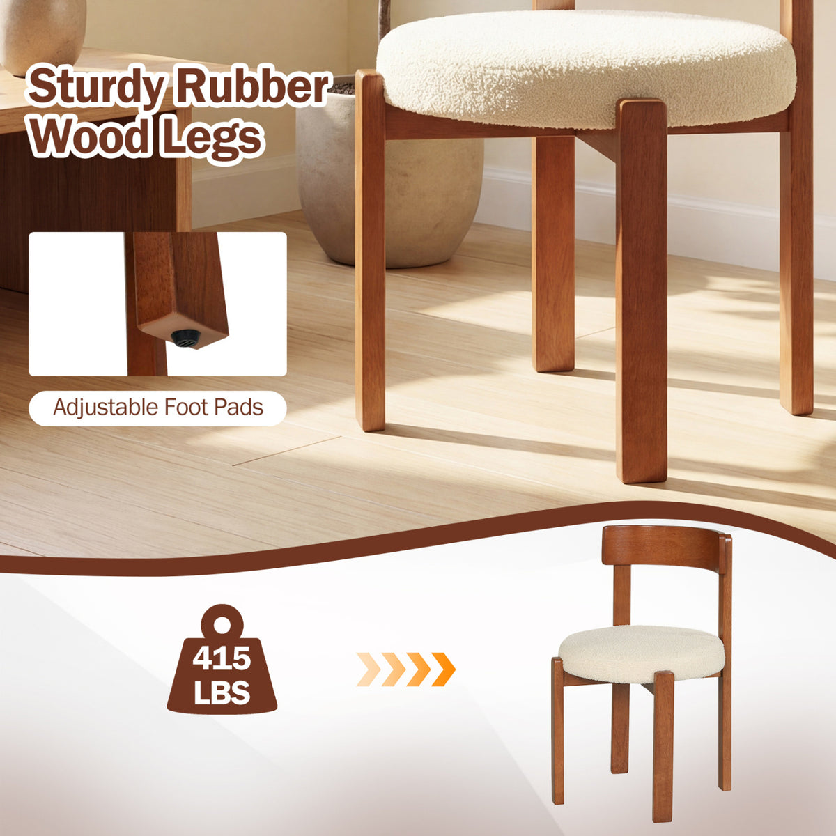 Modern Dining Chairs Set of 4, Brown - Padded Seat