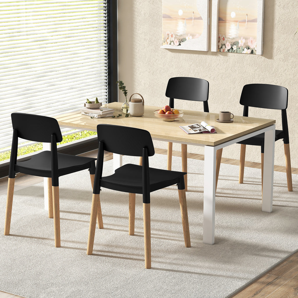 Dining Side Chairs Set of 4 with Ergonomic Backrest - Black