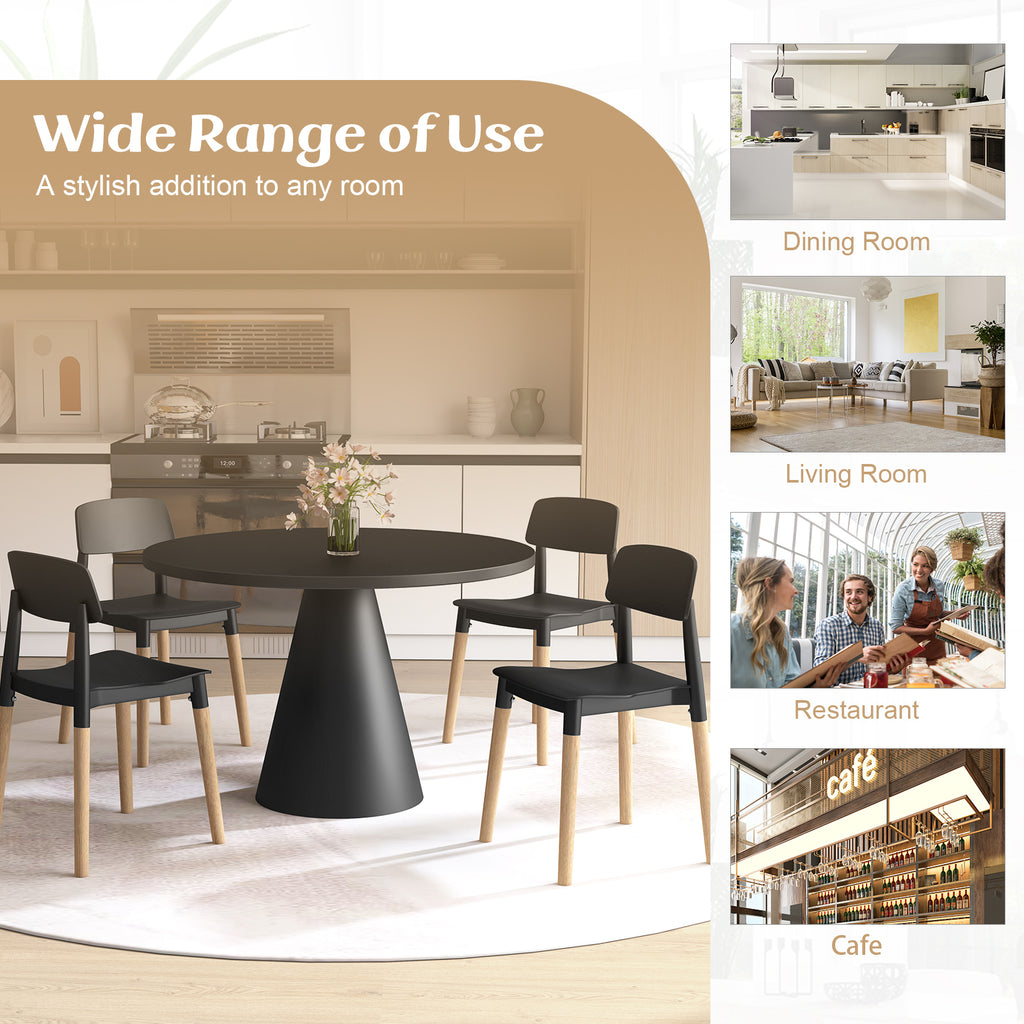 Dining Side Chairs Set of 4 with Ergonomic Backrest - Black